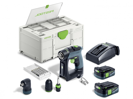 Festool cxs 12 2,5-set | accu schroefboormachine 12v in systainer (2x 2.5ah accu + tcl 6 snellader) - 576865