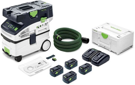 Festool ctlc midi i-plus | cleantec accu stofzuiger 2x18v 15l l-klasse (2x 5.0ah accu + lader) - 577671