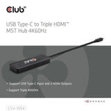 Club 3d usb-c naar 3x hdmi hub (zwart)
