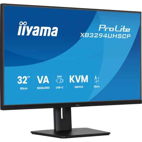 Iiyama prolite xb3294uhscp-b1 31.5 4k ultra hd monitor (zwart, 1x displayport, 2x hdmi, 3x usb-c, 2x usb-a)