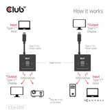 Club 3d usb-c bi-directional video + data + pd switch usb-switch (zwart)