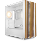 Sharkoon rebel c70g rgb midi tower behuizing (wit houtkleur | 2x usb-a | 1x usb-c | rgb | tempered glass)