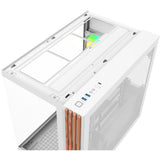 Thermaltake view 380 ws argb snow midi tower behuizing (wit houtkleur | 2x usb-a | 1x usb-c | rgb | tempered glass)