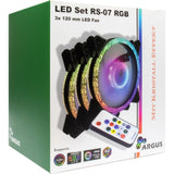 Inter-tech argus rs-07 rgb set120x120x25 case fans (zwart, 3 stuks, 120 x 120 x 25 mm, pwm)