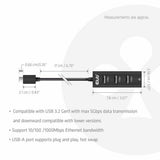 Club 3d usb-c 5 gbps naar 3 poorten usb type-a-hub met gigabit ethernet adapter (zwart)