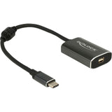 Delock usb-c (male) > mini displayport (female) met pd functie adapter (donkergrijs, 0,2 meter)