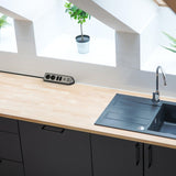 Brennenstuhl ®estilo hoekaansluitdoosstrook met usb laadfunctie 4-weg 2x b eschermend contactdoos 2x euro zilver zwart