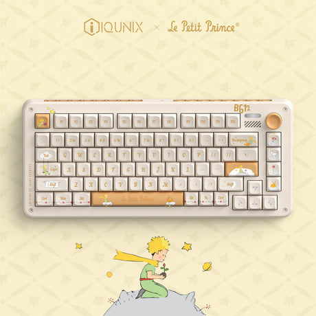 Iqunix zx75 sunset ponder wireless mechanical keyboard (lichtgeel, us lay-out (qwerty), iqunix silent rose, 75%, rgb leds, hot-swappable, double-shot pbt, 2.4ghz | bluetooth 5.1 | usb-c)