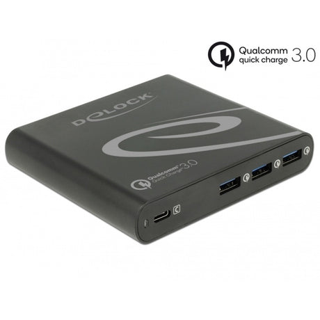 Delock usb oplader 1x usb type-c + 3x usb type-a (zwart)