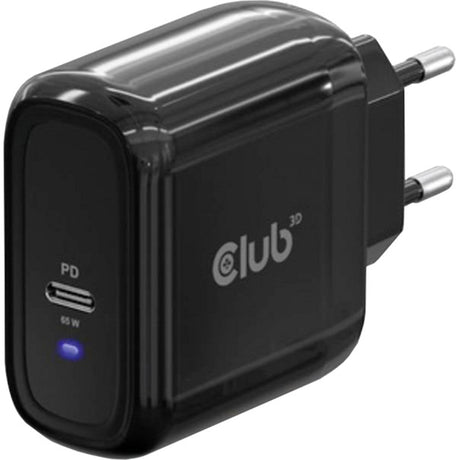 Club 3d travel charger pps 65w gan technology (zwart, usb-c, power delivery(pd) 3.0)