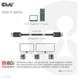 Club 3d gecertificeerde displayport 2.1 kabel (zwart, 1,2 meter, 8k)