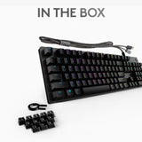 Logitech g512 carbon lightsync rgb mechanical gaming keyboard (zwart, us-international lay-out (qwerty), gx brown, 100%, rgb leds)