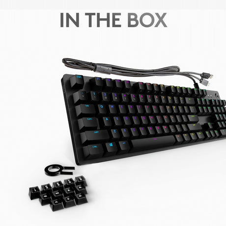 Logitech g512 carbon lightsync rgb mechanical gaming keyboard (zwart, us-international lay-out (qwerty), gx brown, 100%, rgb leds)