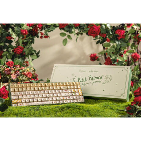 Iqunix f97 floral date rgb mechanisch gaming toetsenbord (groen, us lay-out (qwerty), iqunix little prince, 96%, rgb leds, hot-swappable, pbt, 2.4ghz | bluetooth 5.1 | usb-c)