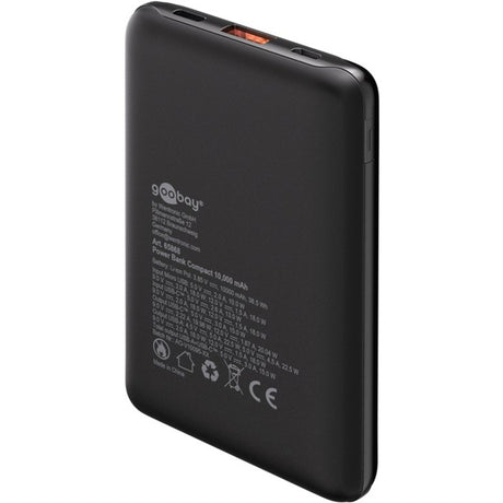 Goobay powerbank compact 10.000 mah (zwart, 10 ah, 1x usb-a, 1x usb-c, power delivery, quick charge)