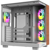 Thermaltake view 380 xl ws argb midi tower behuizing (wit houtkleur | 2x usb-a | 1x usb-c | rgb | tempered glass)
