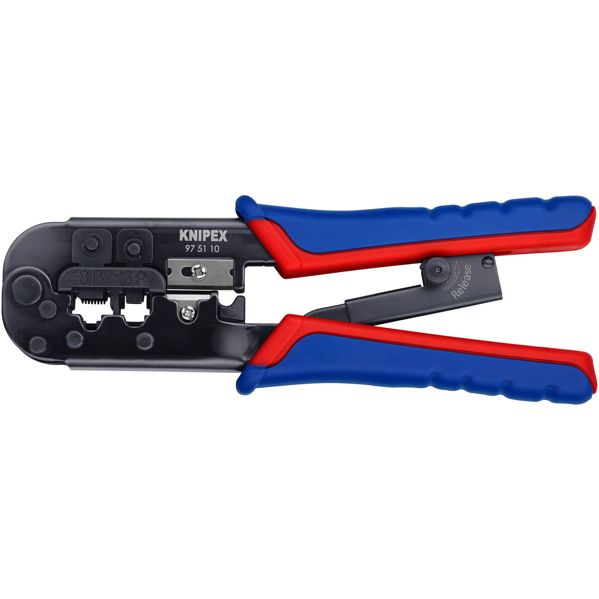Knipex krimptang 97 51 10 sb (blauw rood, rj-11 12 en rj-45 stekker)