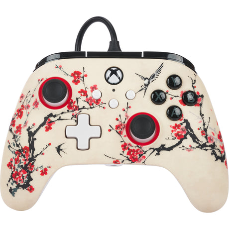 Powera advantage controller met kabel voor de xbox series x|s - warrior's nirvana (magnoliawit, xbox series x|s, xbox one, pc)