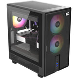 Xyz pc gear atom midi tower behuizing (zwart | 2x usb-a | 1x usb-c | tempered glass)