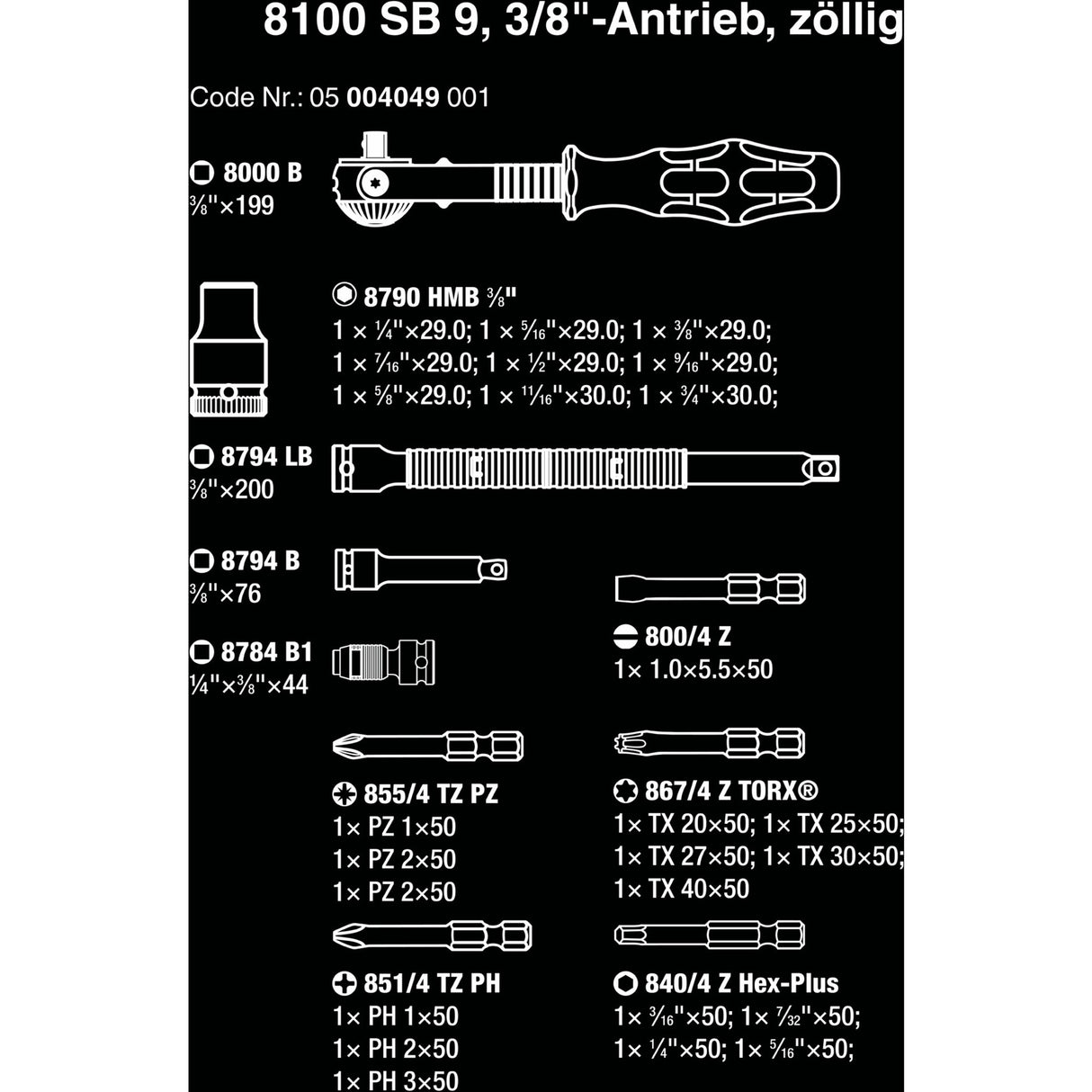 Wera 8100 sb 9 zyklop speed ratelset gereedschapsset (zwart groen, 29-delig, speedratel met draaibare kop)