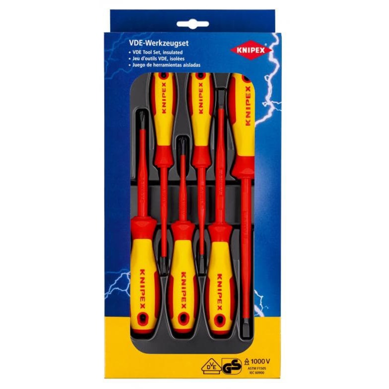 Knipex schroevendraaierset vde 6-delig plat, kruiskop phillips