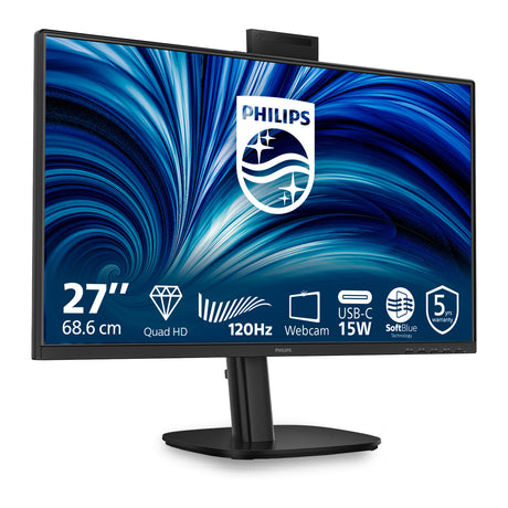 Philips 27b2n3500jh 00 27 monitor (zwart, hdmi, displayport, usb-c, webcam, 120 hz)