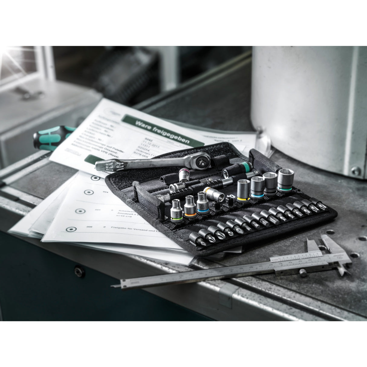 Wera 8100 sa 7 zyklop metal-ratelset doorsteekvierkant 1 4 gereedschapsset (28-delig)