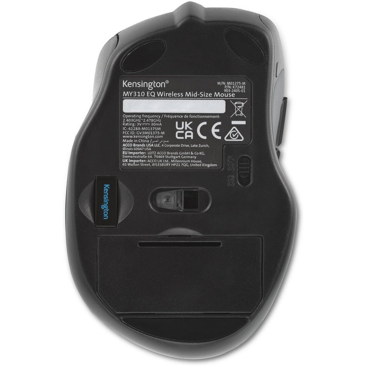 Kensington my310 eq mouse (zwart, 800 - 1600 dpi, 2.4 ghz)