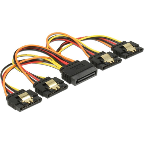 Delock sata 15 pin power > sata 15 pin power 4x kabel (zwart rood, 0,15 meter)