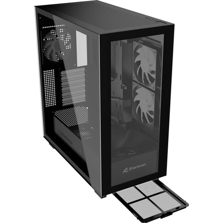 Sharkoon rebel c60 rgb midi tower behuizing (zwart | 2x usb-a | 1x usb-c | rgb | tempered glass)