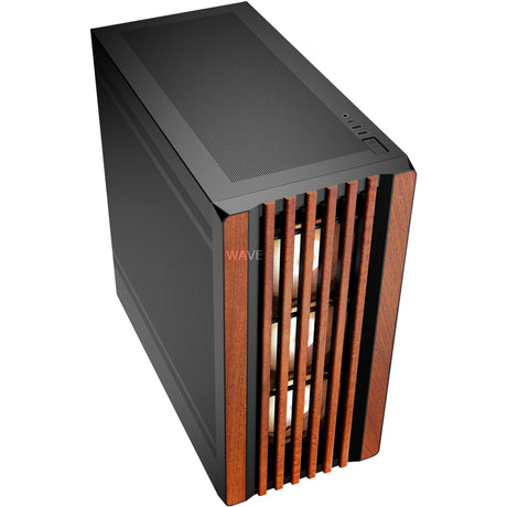 Sharkoon rebel c70m rgb midi tower behuizing (zwart houtkleur | 2x usb-a | 1x usb-c | rgb)