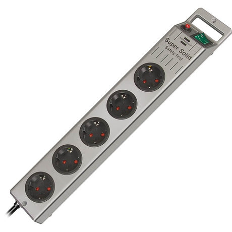 Brennenstuhl super-solid-line stekkerdoos 5-voudig zilver 2,5m h05vv-f 3g1,5