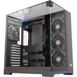 Xyz pc gear tesseract a-rgb midi tower behuizing (zwart | 2x usb-a | 1x usb-c | rgb | tempered glass)