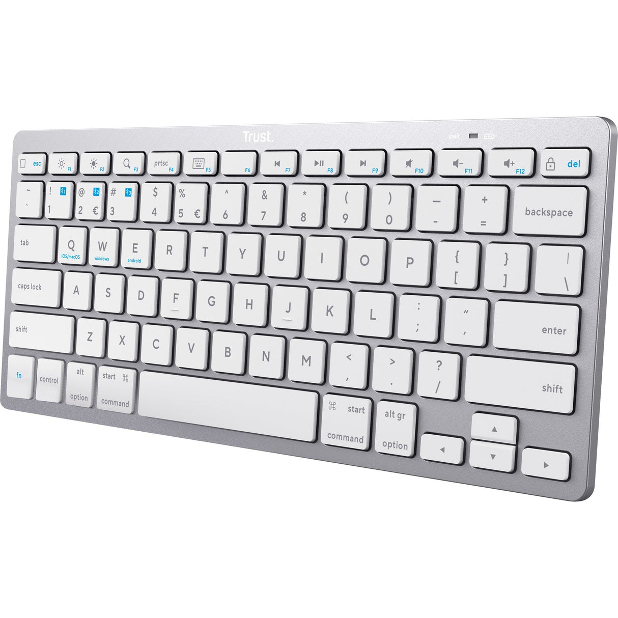 Trust wireless bluetooth keyboard (grijs, us lay-out (qwerty), scissor switches, 85%, bluetooth 4.0)