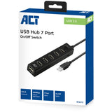 Act connectivity usb hub 7 port met aan- en uit schakelaar usb-hub (zwart)