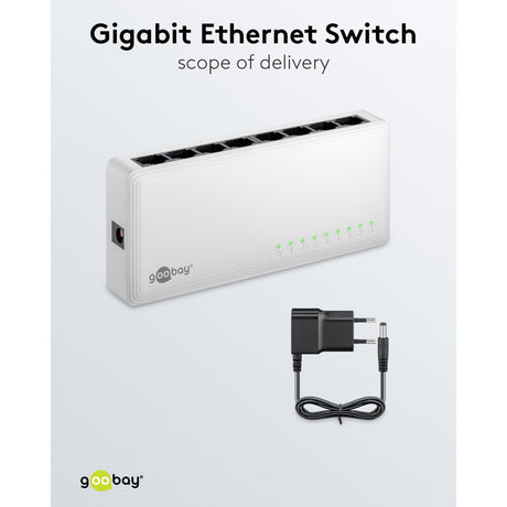 Goobay 8-poort gigabit ethernet switch (wit)