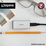 Kingston xs2000 portable 4 tb externe ssd (zilver zwart, sxs2000 2000g, usb-c 3.2 (20 gbit s))