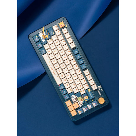 Iqunix zx75 sky encounter wireless mechanical keyboard (blauw, us lay-out (qwerty), iqunix silent rose, 75%, rgb leds, hot-swappable, double-shot pbt, 2.4ghz | bluetooth 5.1 | usb-c)