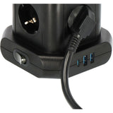 Brennenstuhl stekkerdoos toren met 8 stekkerdozen in 45° opstelling stekkerdoos (zwart, 2x usb a, 1x usb c power delivery)