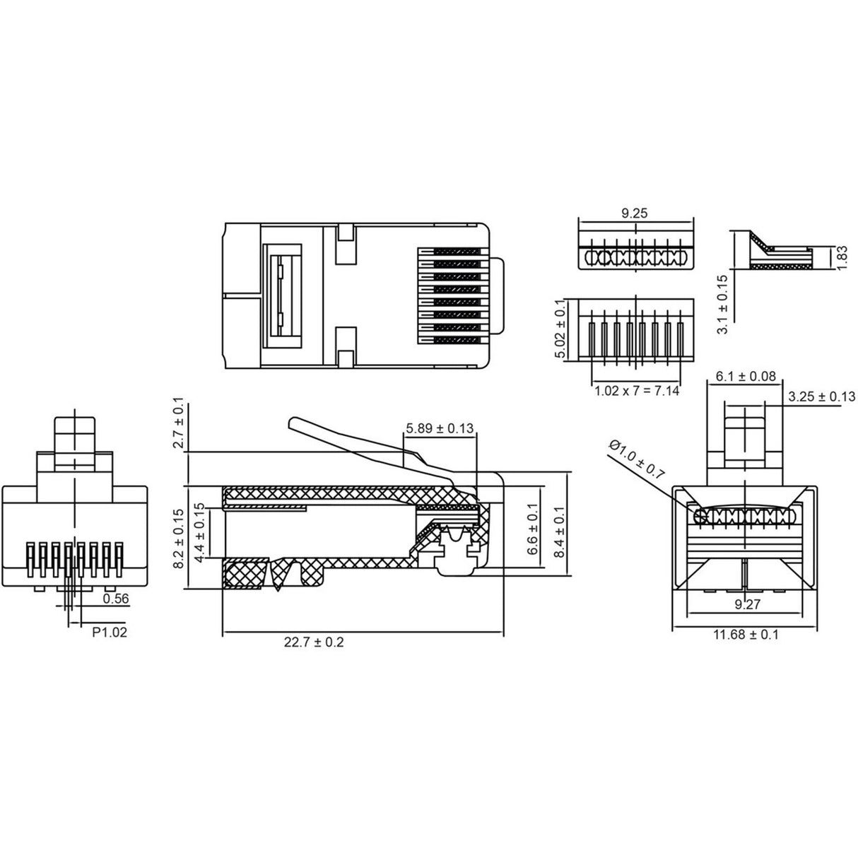 Goobay cat.5e rj-45 stp stekker (grijs, 10 stuks)
