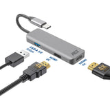 Act connectivity usb-c 4k multiport adapter voor 2 hdmi schermen, usb-a datapoort (aluminium)