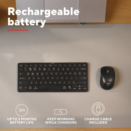 Trust nado ii bluetooth-toetsenbord (zwart, us lay-out (qwerty), scissor switches, 80% (tkl), bluetooth)