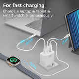 Act connectivity usb-c usb-a lader 65w 3-poorts met power delivery pps, quickcharge en ganfast (wit)
