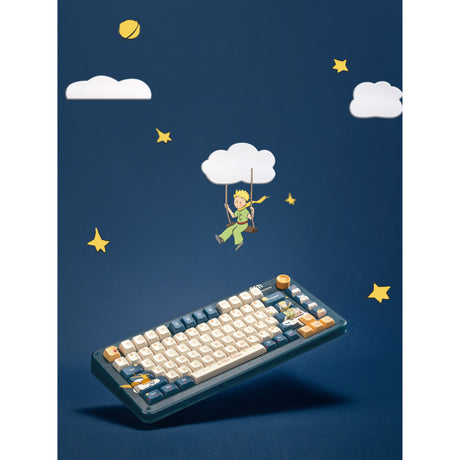 Iqunix zx75 sky encounter wireless mechanical keyboard (blauw, us lay-out (qwerty), iqunix silent rose, 75%, rgb leds, hot-swappable, double-shot pbt, 2.4ghz | bluetooth 5.1 | usb-c)