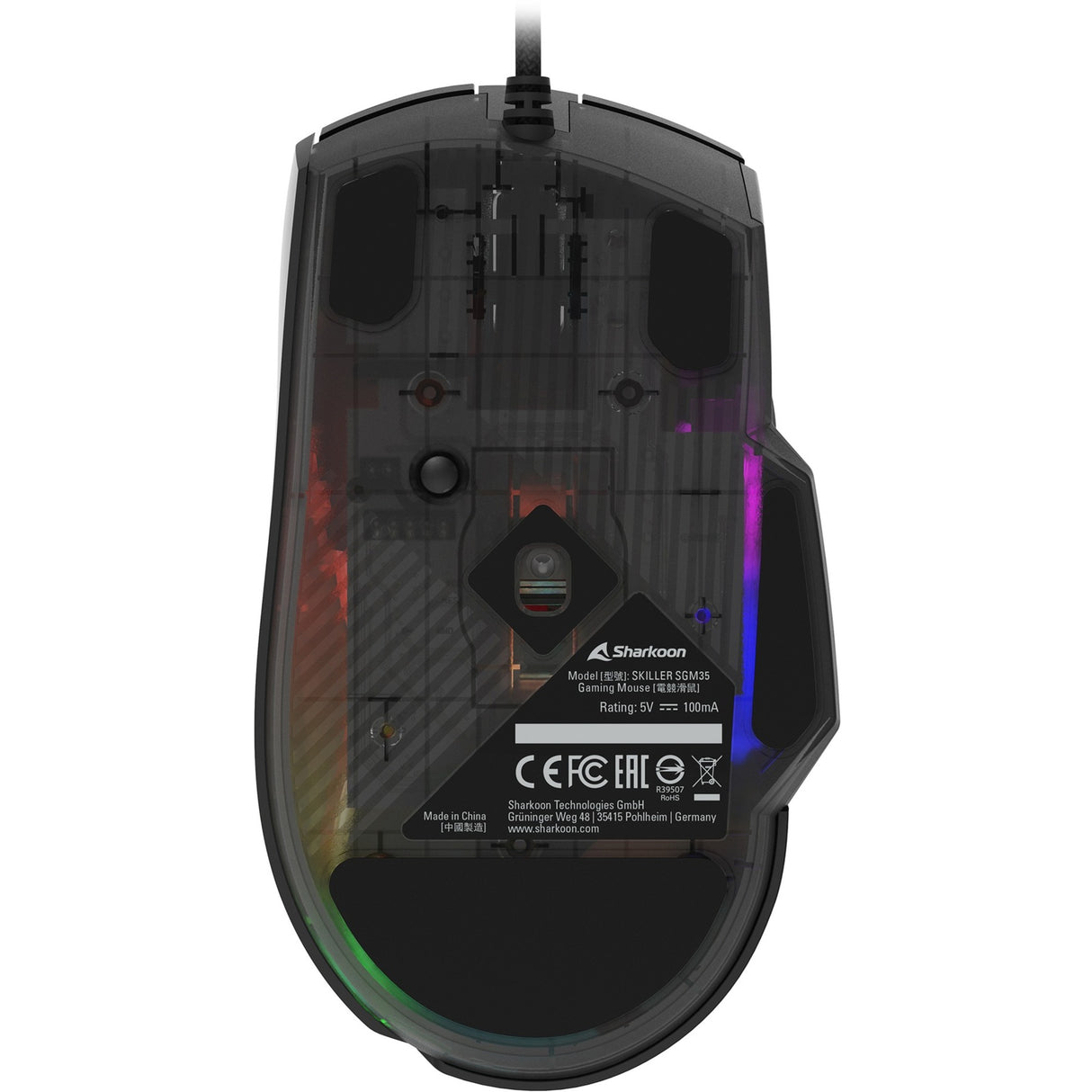 Sharkoon skiller sgm35 gaming muis (zwart, 400 - 6400 dpi, rgb leds)