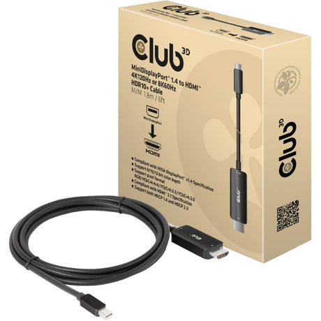 Club 3d mini displayport 1.4 naar hdmi kabel (zwart, 1,8 meter)