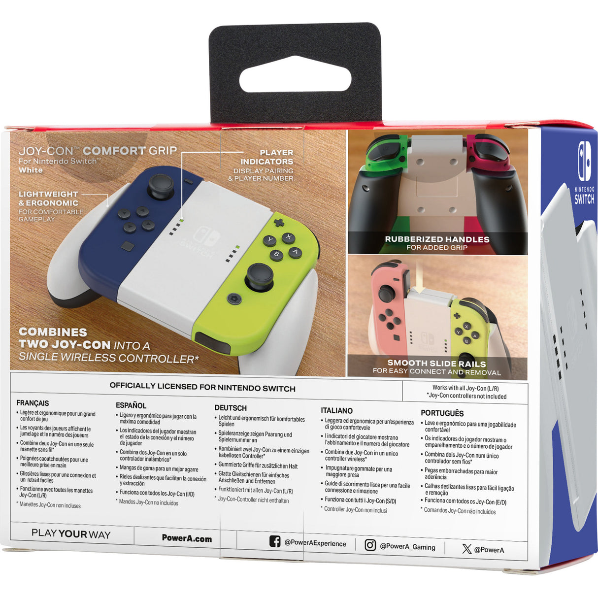 Powera joy-con comfort grip for nintendo switch - white bevestiging (wit)