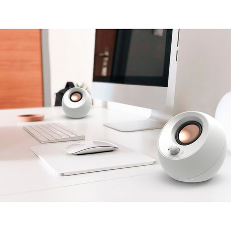 Creative pebble v3 pc-luidspreker (wit, bluetooth, usb-c, aux)