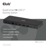 Club 3d 14-1 usb-c quad display dockingstation (zwart)