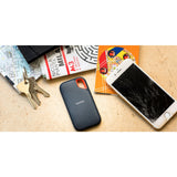 Sandisk extreme portable v2, 2 tb externe ssd (zwart oranje, sdssde61-2t00-g25, usb-c)